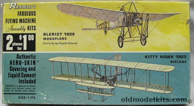 Renwal 1/72 Bleriot 1909 Monoplane and Kitty Hawk 1903 Biplane, 234-100 plastic model kit